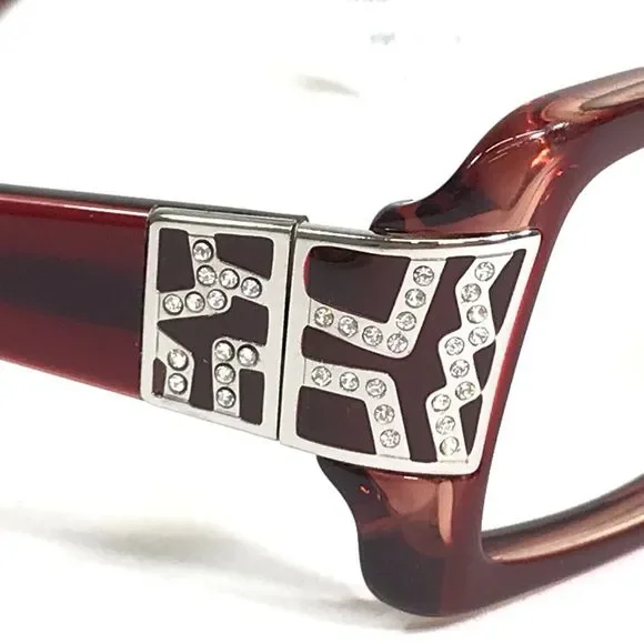 Salvatore Ferragamo Eyeglasses Frames 2613-B 462 Red Burgundy Cat Eye 52-15-135 - Picture 6 of 13